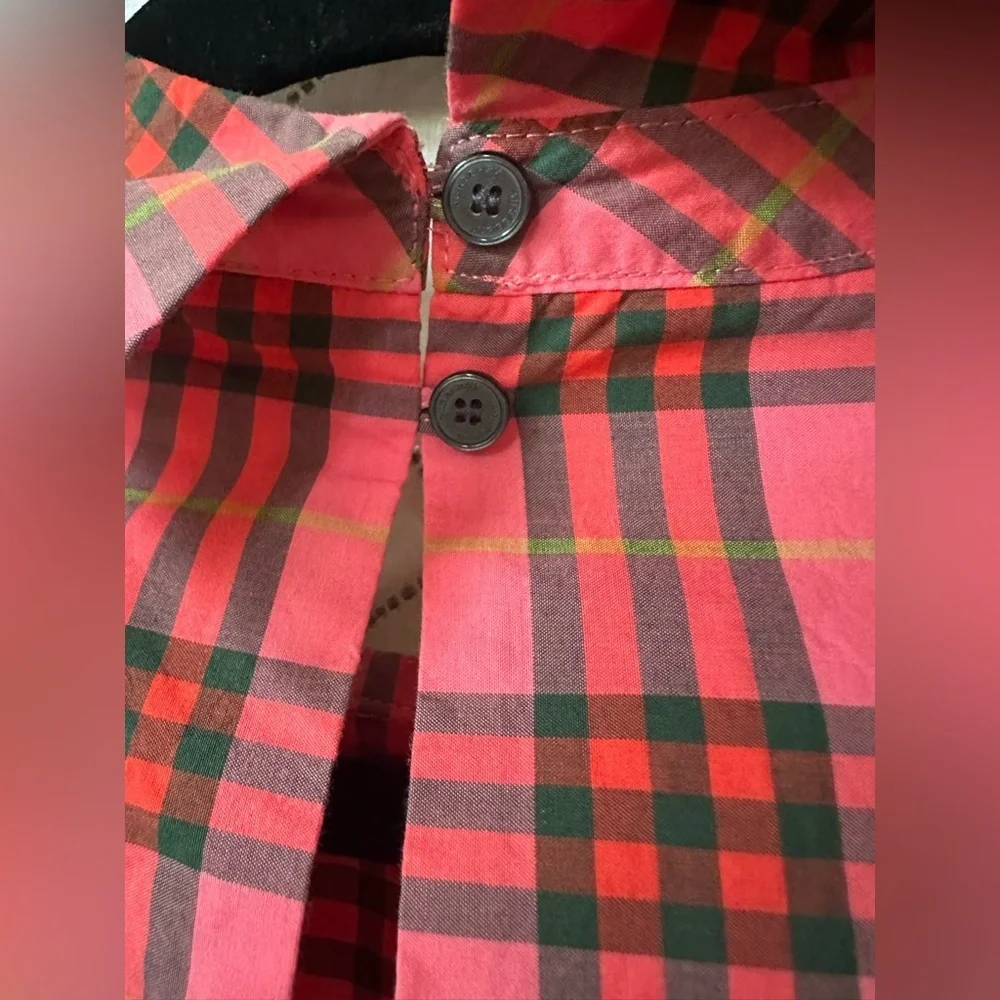 Burberry Pink Plaid Long Sleeve coral red kids Dress size 14y US